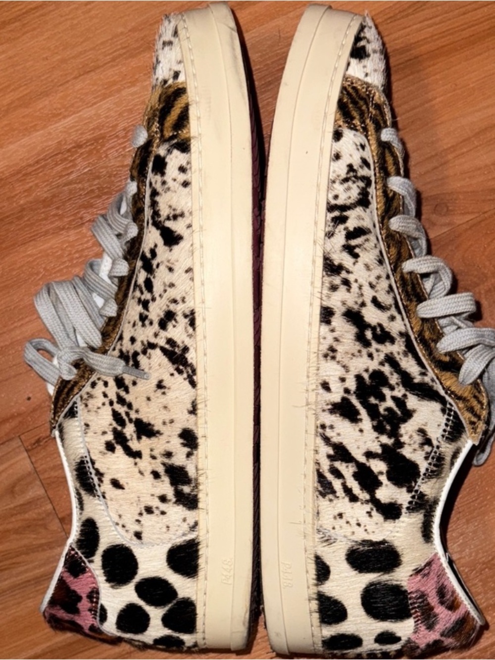 P448 Leopard-Print Low-Top Sneakers in Black, White & Tan - Picture 14 of 16